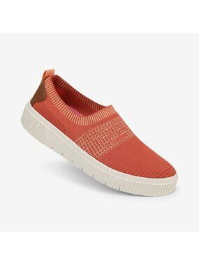 Ryka Womens Size 10 Wide Vista Slip-On Sneakers Orange Paprika Knit Fabric Casua